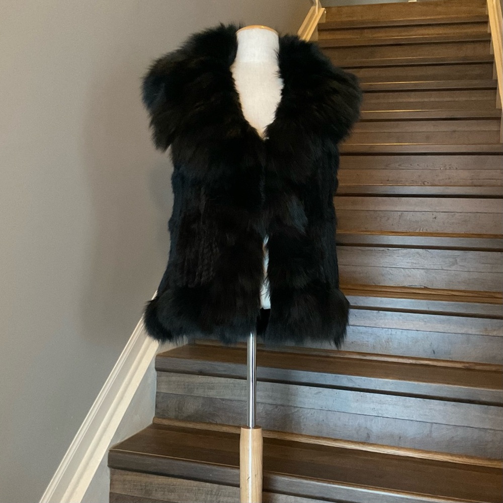 Chic Black Mink Fur Knitted Vest